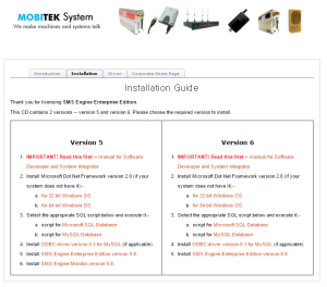 MOBITEK SMS Engine -- Enterprise Edition version 6 CD