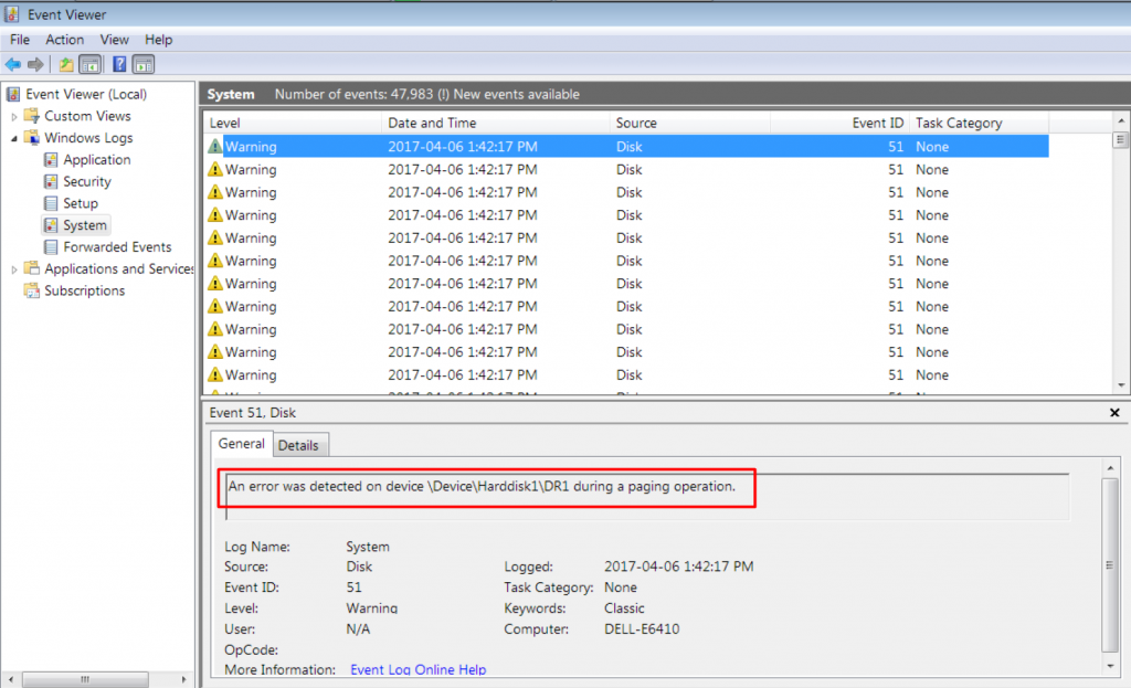 event viewer-paging error-01